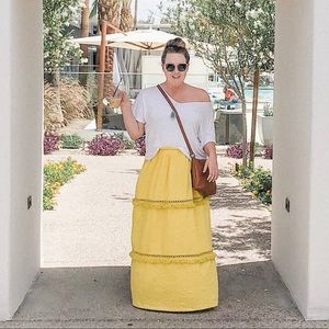 Yellow Fringe Maxi Skirt